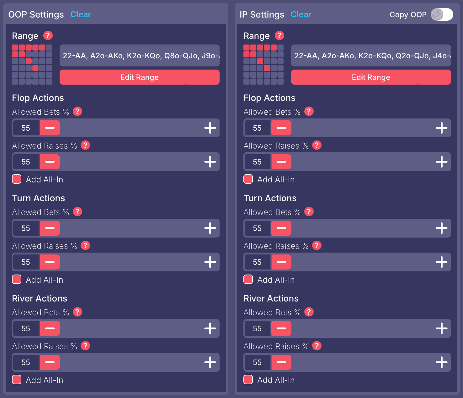 Player Settings Menu